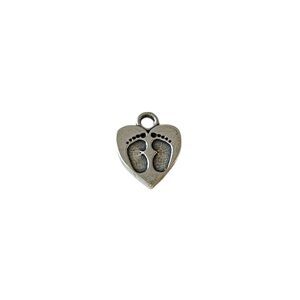 Sterling Silver Baby Feet Heart Charm